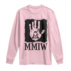 Stop MMIW Long Sleeve Shirt Voices For Stolen Sisters Red Handprint Graphic TS12 Light Pink Print Your Wear