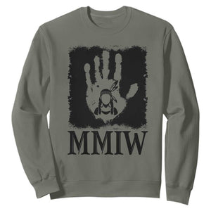 Stop MMIW Sweatshirt Voices For Stolen Sisters Red Handprint Graphic TS12 Military Green Print Your Wear