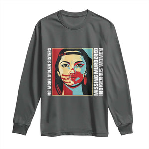 MMIW Awareness Support Long Sleeve Shirt Voices For Stolen Sisters Native American TS12 Dark Heather Print Your Wear