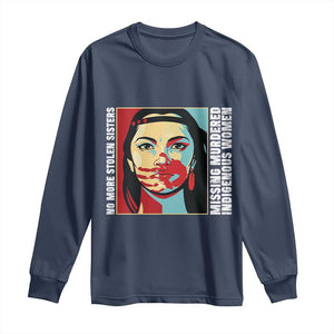 MMIW Awareness Support Long Sleeve Shirt Voices For Stolen Sisters Native American TS12 Navy Print Your Wear
