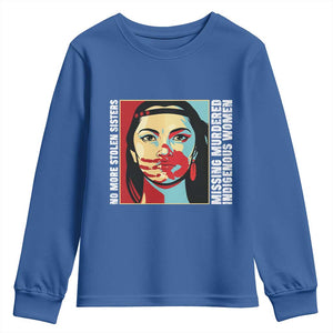 MMIW Awareness Support Youth Sweatshirt Voices For Stolen Sisters Native American TS12 Royal Blue Print Your Wear