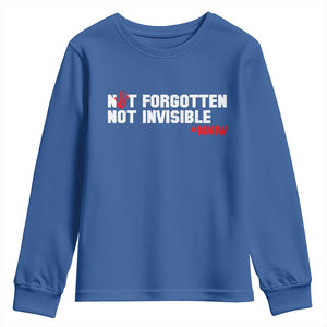 MMIW Awareness Youth Sweatshirt Not Forgotten Not Invisible Indigenous Women TS12 Royal Blue Print Your Wear