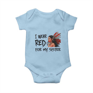 MMIW Awareness Month Indigenous Support Gift Baby Onesie I Wear Red For My Sister TS12 Light Blue Print Your Wear