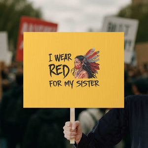MMIW Awareness Month Indigenous Support Gift Protest Sign I Wear Red For My Sister TS12 Horizontal 18" × 24" Yellow Print Your Wear