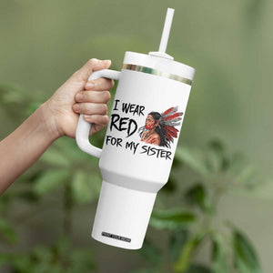 MMIW Awareness Month Indigenous Support Gift Tumbler With Handle I Wear Red For My Sister TS12 Print Your Wear