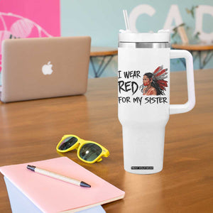 MMIW Awareness Month Indigenous Support Gift Tumbler With Handle I Wear Red For My Sister TS12 Print Your Wear