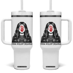 MMIW Strong Resilient Indigenous Tumbler With Handle Stand With Native Women Support TS12 One Size: 40 oz White Print Your Wear