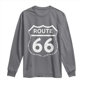 Vintage Route Highway 66 Road Trip Long Sleeve Shirt Mother Road All States TS12 Charcoal Print Your Wear