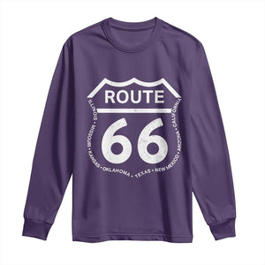 Vintage Route Highway 66 Road Trip Long Sleeve Shirt Mother Road All States TS12 Purple Print Your Wear