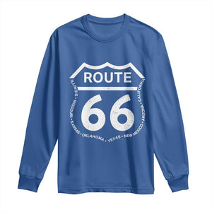 Vintage Route Highway 66 Road Trip Long Sleeve Shirt Mother Road All States TS12 Royal Blue Print Your Wear