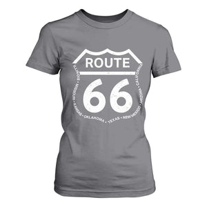 Vintage Route Highway 66 Road Trip T Shirt For Women Mother Road All States TS12 Charcoal Print Your Wear