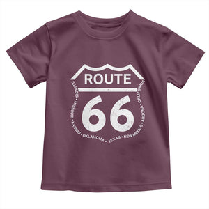 Vintage Route Highway 66 Road Trip Toddler T Shirt Mother Road All States TS12 Maroon Print Your Wear