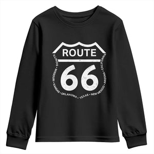 Vintage Route Highway 66 Road Trip Youth Sweatshirt Mother Road All States TS12 Black Print Your Wear