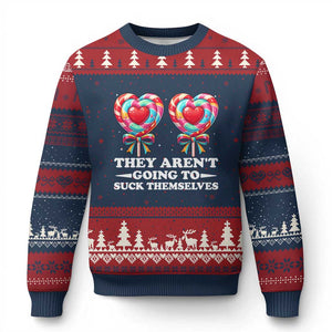 Funny Adult Humor Ugly Christmas Sweater They Arent Going To Suck Themselves TS12 Navy Red Print Your Wear
