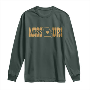 Vintage Missouri State Map Long Sleeve Shirt Midwest Pride Gift TS12 Dark Forest Green Print Your Wear