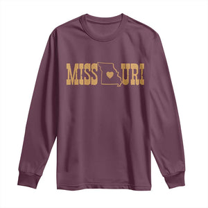 Vintage Missouri State Map Long Sleeve Shirt Midwest Pride Gift TS12 Maroon Print Your Wear