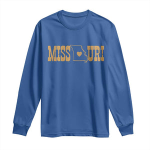 Vintage Missouri State Map Long Sleeve Shirt Midwest Pride Gift TS12 Royal Blue Print Your Wear