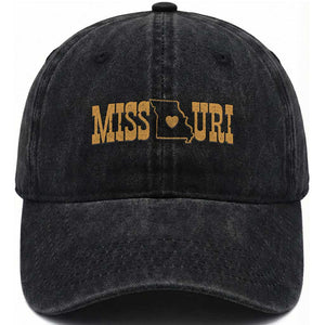 Vintage Missouri State Map Washed Cotton Baseball Cap Midwest Pride Gift TS12 Print Your Wear