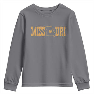 Vintage Missouri State Map Youth Sweatshirt Midwest Pride Gift TS12 Charcoal Print Your Wear