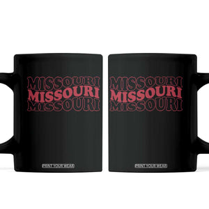 Retro Missouri State Pride Coffee Mug Groovy Wavy Typography TS12 Black Print Your Wear