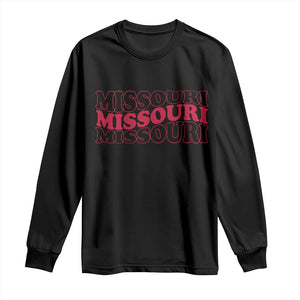 Retro Missouri State Pride Long Sleeve Shirt Groovy Wavy Typography TS12 Black Print Your Wear
