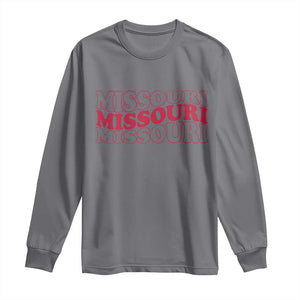 Retro Missouri State Pride Long Sleeve Shirt Groovy Wavy Typography TS12 Charcoal Print Your Wear