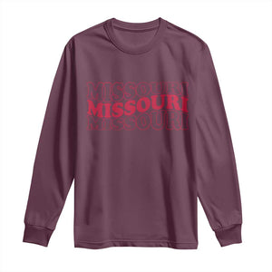 Retro Missouri State Pride Long Sleeve Shirt Groovy Wavy Typography TS12 Maroon Print Your Wear