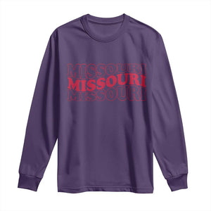Retro Missouri State Pride Long Sleeve Shirt Groovy Wavy Typography TS12 Purple Print Your Wear