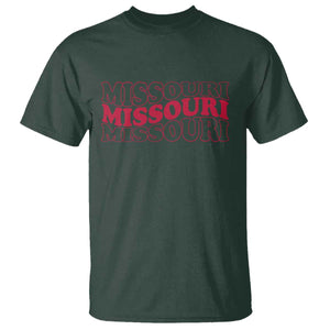 Retro Missouri State Pride T Shirt Groovy Wavy Typography TS12 Dark Forest Green Print Your Wear