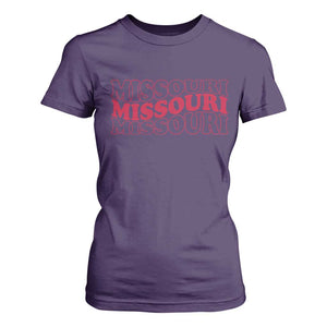 Retro Missouri State Pride T Shirt For Women Groovy Wavy Typography TS12 Purple Print Your Wear