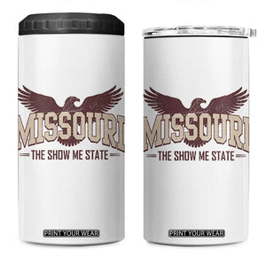 Vintage Missouri Eagle 4 in 1 Can Cooler Tumbler Missouri The Show Me State Retro Distressed TS12 One Size: 16 oz White Print Your Wear