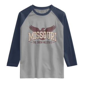 Vintage Missouri Eagle Raglan Shirt Missouri The Show Me State Retro Distressed TS12 Sport Gray Navy Print Your Wear
