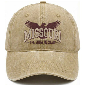 Vintage Missouri Eagle Washed Cotton Baseball Cap Missouri The Show Me State Retro Distressed TS12 Print Your Wear