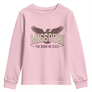 Vintage Missouri Eagle Youth Sweatshirt Missouri The Show Me State Retro Distressed TS12 Light Pink Print Your Wear