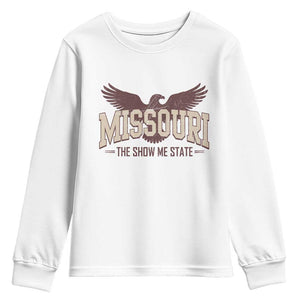 Vintage Missouri Eagle Youth Sweatshirt Missouri The Show Me State Retro Distressed TS12 White Print Your Wear