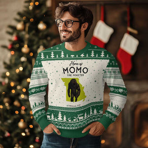Louisiana Missouri Cryptid Lover Ugly Christmas Sweater Home Of Momo The Monster TS12 Beige Green Print Your Wear