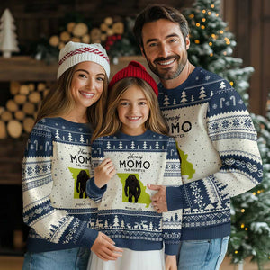 Louisiana Missouri Cryptid Lover Ugly Christmas Sweater Home Of Momo The Monster TS12 Beige Navy Print Your Wear