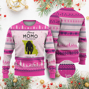 Louisiana Missouri Cryptid Lover Ugly Christmas Sweater Home Of Momo The Monster TS12 Hot Pink Print Your Wear