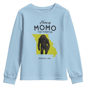 Louisiana Missouri Cryptid Lover Youth Sweatshirt Home Of Momo The Monster TS12 Light Blue Print Your Wear