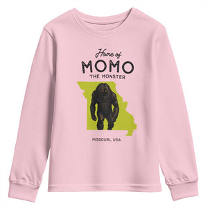 Louisiana Missouri Cryptid Lover Youth Sweatshirt Home Of Momo The Monster TS12 Light Pink Print Your Wear