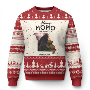 Momo The Monster Folklore Ugly Christmas Sweater Louisiana Missouri Cryptid Lover Gift TS12 Beige Red Print Your Wear