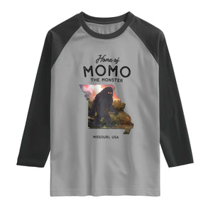 Momo The Monster Folklore Raglan Shirt Louisiana Missouri Cryptid Lover Gift TS12 Sport Gray Black Print Your Wear