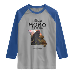 Momo The Monster Folklore Raglan Shirt Louisiana Missouri Cryptid Lover Gift TS12 Sport Gray Royal Print Your Wear