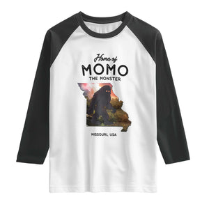 Momo The Monster Folklore Raglan Shirt Louisiana Missouri Cryptid Lover Gift TS12 White Black Print Your Wear