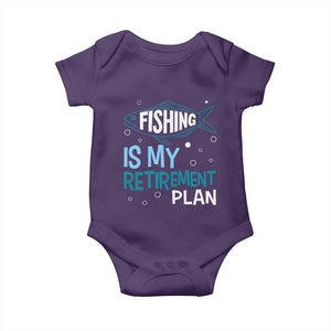 Fishing Is My Retirement Plan Baby Onesie Perfect For Retirees And Fishing Lovers TS12 Purple Print Your Wear