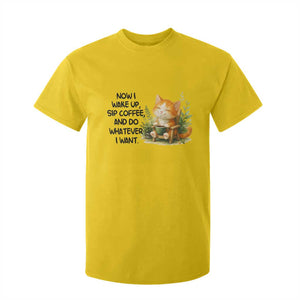 Cat Coffee Lover T Shirt For Kid Now I Wake Up Sip Coffee And Do Whatever I Want TS12 Daisy Print Your Wear