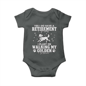 Dog Lover Baby Onesie I Plan On Walking My Golden Retriever Retirement TS12 Dark Heather Print Your Wear
