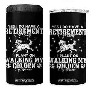 Dog Lover 4 in 1 Can Cooler Tumbler I Plan On Walking My Golden Retriever Retirement TS12 One Size: 16 oz Black Print Your Wear