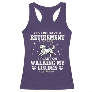 Dog Lover Racerback Tank Top I Plan On Walking My Golden Retriever Retirement TS12 Purple Print Your Wear