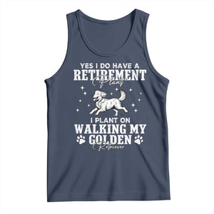 Dog Lover Tank Top I Plan On Walking My Golden Retriever Retirement TS12 Navy Print Your Wear